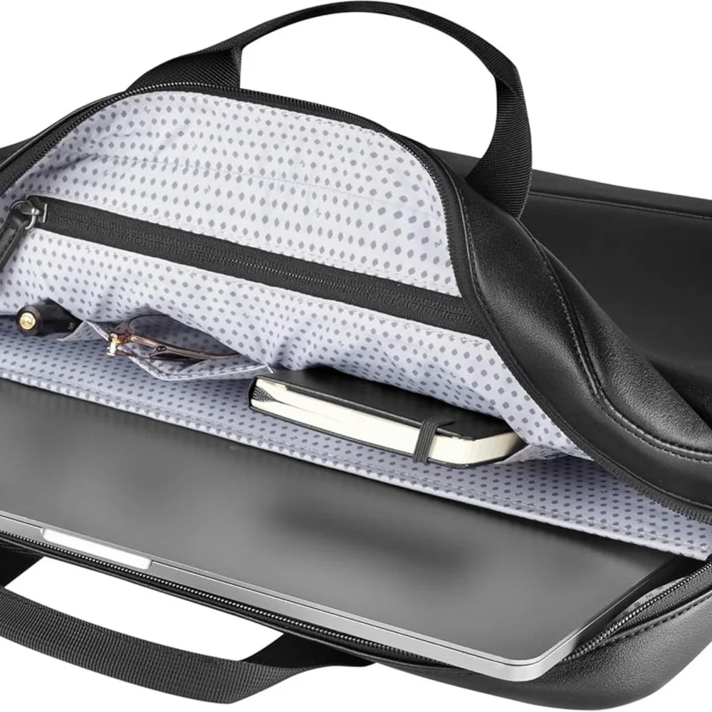 Black Moleskine Classic Briefcase Laptop Bag With Strap